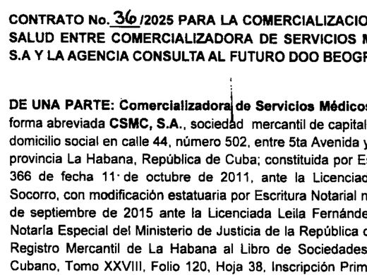 Ugovor sa Comercializadora de Servicios Médicos Cubanos